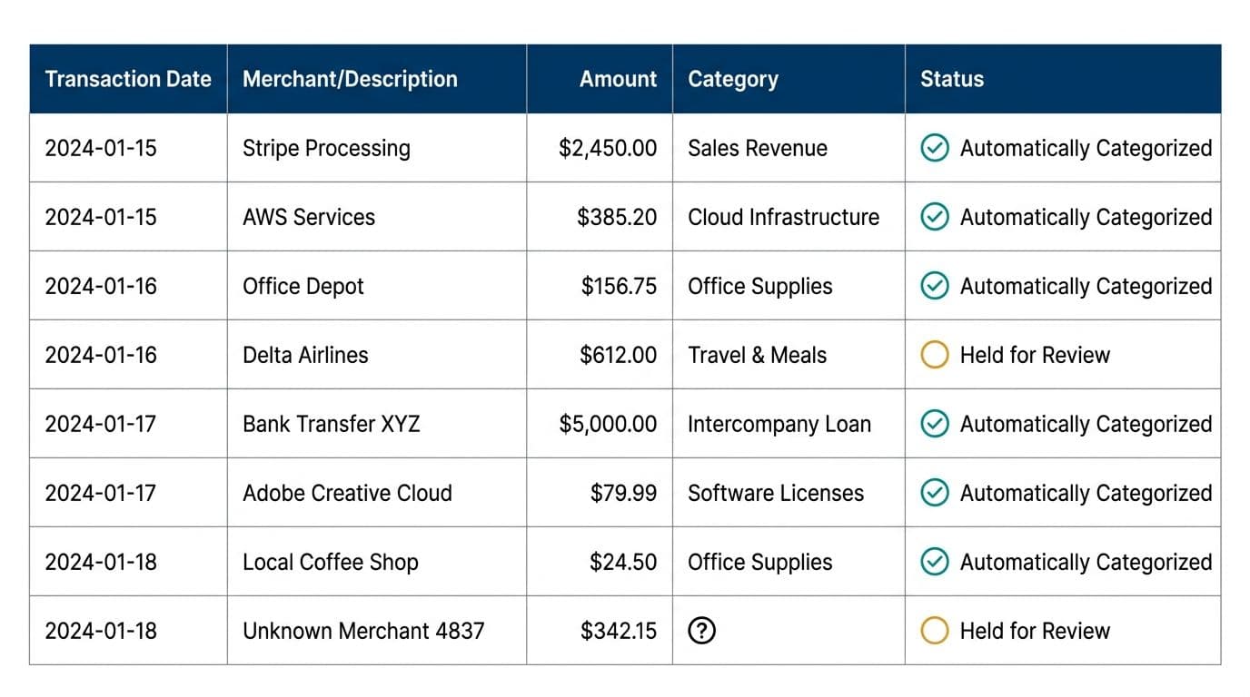 Ledger and transaction categorization